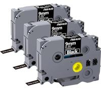 Hehua Cinta negra laminada 0,35 mm compatible con Brother P-Touch TZe-325 TZe325 TZ-325 TZ325 TZe TZ para Ptouch PT D210 D200 H110 1880, 3/8 pulgadas x 20 pies blanco sobre negro, paquete de 3