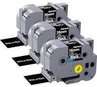 Hehua Cinta negra laminada de 36 mm, 1.4 pulgadas, compatible con Brother P-Touch TZe-365 TZe365 TZ-365 TZ365 TZe TZ para Ptouch PT 3600 530, 1 x 20 pies, blanco sobre negro, paquete de 3