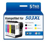 hehua Compatible para Epson 503X Cartucho de Tinta （5 Paquete） | Compatible para Epson Expression Home XP-5200 XP-5205 Workforce WF-2960DWF WF-2965DWF (2 negros 1 cian 1 amarillo 1 magenta)