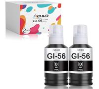 hehua GI-56 Cartuchos de Tinta Negra compatibles con Canon GI-56 GI56 para impresoras Canon MAXIFY GX3050 GX4050 GX5050 GX6050 GX7050 GX5550 GX6550 (Negro, Paquete de 2)