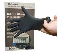 HEHULNEY Guantes de nitrilo desechables XL, textura mecánica, 4 mil, guantes negros de goma, industriales, 50 unidades