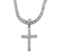 [Heiat] Exquisito collar con colgante de cruz de cristal sagrado, cadena de diamantes de imitación, regalo para el día de San Valentín