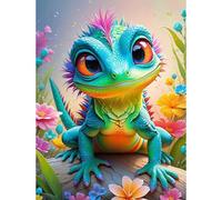 HEIBAGO 5D Animales Diamond Painting, Diy Camaleón Bordado Pintura Diamante Para Adultos, Diamante Pintura Completa Diamante Kit Flor Cristal Pintura Artesanía Para Pared Decoración 30 X 40 cm