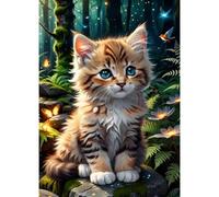 HEIBAGO 5D Diamond Painting Adultos, Gato DIY Pintura Diamante, Animal Diamantes Diamond Painting, Pintura Diamante Bordado de Strass Artesanal Para Hogar Decoració 30x40cm