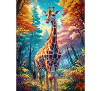 HEIBAGO 5D Diamond Painting Jirafa, Pintura Diamante Paisaje, Diamond Painting Kit Completo Niños, Bosque Manualidades Adultos Diamond Painting Para Decoración De Pared Del Hogar 30x40cm