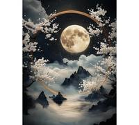 HEIBAGO 5D Diamond Painting Paisaje, Pintura Diamante Lunar, Diamond Painting Kit Completo Niños, Manualidades Adultos Diamond Painting Para Decoración De Pared Del Hogar 30x40cm