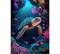 HEIBAGO 5D Diamond Painting Tortuga, Diamond Painting Kit Completo, Animal Manualidades Adultos DIY Cristal Pintura de Diamante, Marino Painting Para Decoración De Pared Del Hogar 30x30cm