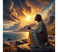 HEIBAGO 5D DIY Jesús Diamond Painting, DIY Pascua Bordado Pintura Diamante para Adultos, Diamante Pintura Completa Diamante Kit Cristal Pintura Artesanía para Pared Decoración 30 x 40 cm
