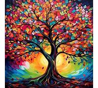 HEIBAGO Diamond Painting Árbol De La Vida, DIY Pintura Diamante Adultos, Cruz Bordada Cuadros Diamantes 5D Paisaje Manualidades Para Decorar la Pared De Casa 30x40cm