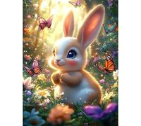 HEIBAGO Diamond Painting Mariposa, DIY Conejo Pintura Diamante Adultos, Cruz Bordada Cuadros Diamantes 5D Animal Manualidades Para Decorar la Pared De Casa 30x40cm