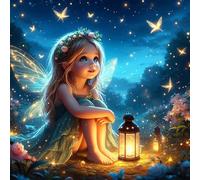 HEIBAGO Diamond Painting para Adultos Hada, DIY Pintura Diamante Mariposa, 5D Completo Diamante Pintura Paisaje Cuadros de Diamantes Bordado Punto De Cruz Kits para la Decoración 30X30cm