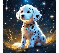 HEIBAGO Diamond Painting Perro, Diamond Painting Kit Completo, Cielo Estrellado Manualidades Adultos DIY Cristal Pintura de Diamante, Animal Painting Para Decoración De Pared Del Hogar 30x30cm