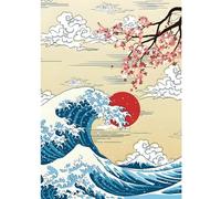 HEIBAGO DIY Diamond Painting Kit, Gran Ola 5D Pintar con Diamantes Kit Pintura Diamante Niños Adultos Redondo Taladro Cereza Bloosm Cuadro Diamantes Kits para Hogar Decor 30x40cm