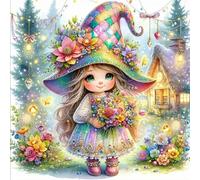 HEIBAGO DIY Paisaje Diamond Painting Kit, 5D Pintar con Diamantes Kit Gnomos Pintura Diamante Niños Adultos Redondo Taladro Flores Cuadro Diamantes Kits para Hogar Decor 30x40cm