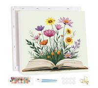 HEIBAGO Paint by Numbers Adults with Frame, Flower Paint by Numbers, DIY Book Set with Brushes and Acrylic Paints, Hand Painted Oil Painting Canvas for Home Décor, 30 x 40 cm