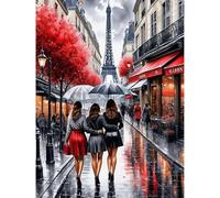 HEIBAGO Paisaje Diamond Painting Adulto, 5D Chica Diamante Pintado Completo Diamante Kit DIY Calle Diamante Bordado Rhinestone Punto de Cruz Cristal Painting para Pared Decoración 30 x 40 cm