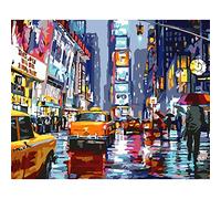 HEIBAGO Pintar Por Numeros Adultos,DIY Paisajes Urbanos Kit De Cuadro Pintar Por Numeros,Paisajes De Lluvia Pintura Al Óleo Sobre Lienzo Con Pinceles Utilizados Para Decorar La Pared De Casa,30x40cm