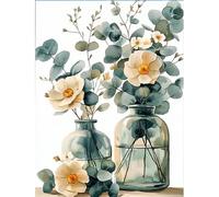 HEIBAGO Pintura por Números para Adultos, Kits de Pintura al Óleo de Flores para Principiantes Pintar por Numeros con Pinceles Imágenes Artísticas para decoración de Pared del Hogar 30x40cm