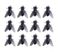 HEIBTENY 12 señuelos realistas de pesca con mosca para mosca doméstica, cebos de agua superior con caja de almacenamiento ganchos de plástico y metal para trucha, carpa, perca, grisáceo, color negro