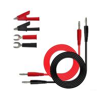 HEIBTENY 2 cables de prueba de multímetro, 1 m 4 mm, kit de cable de plátano a plátano con clips ALLIGATOR, sondas de doble extremo rojo y negro para pruebas eléctricas, fuente de alimentación y