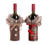 HEIBTENY 2 fundas para botellas de vino de Navidad con temática de Papá Noel, decoración de mesa, bolsas de tela de 24 x 12 cm para suministros de fiesta de champán