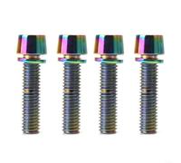 HEIBTENY 4 pernos de vástago de bicicleta M5 x 20 mm M6 x 20 mm, tornillos de cabeza de acero para reemplazo de vástago de manillar, plateado, negro, amarillo (M5 x 20 colorido1)