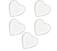 HEIBTENY 5 adornos de Navidad transparentes en forma de corazón inastillables para bricolaje, bolas de acrílico de plástico rellenables para decoración de árbol de vacaciones, boda, fiesta