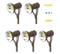 HEIBTENY 5 unidades de focos LED a escala HO, proyector, mástil de farola, accesorios de iluminación y accesorios para escenas en miniatura (marrón)