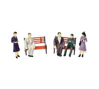 HEIBTENY 50 figuras de personas modelo sentadas de pie con 8 bancos para tren, tren, tren, tren, diseño, paisaje, escala 1:87, decoración de paisaje