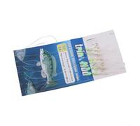 HEIBTENY 6 aparejos de pesca de plumas de caballa, ganchos luminosos de noctilucina con terciopelo biomimético para bacalao bajo, agua salada de agua dulce para aparejo SABIKI, blanco y verde, 20 cm