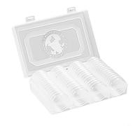 HEIBTENY 60 cápsulas para monedas con arandelas de espuma, caja de almacenamiento ajustable para monedas de 19 a 41 mm, funda segura de doble capa para colección de monedas, color plateado