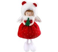 HEIBTENY Adorno de ángel de Navidad hecho a mano, decoración colgante de tela con detalles festivos rojos y verdes para árbol decoración del hogar, vacaciones tradicionales para sala de estar (rojo)