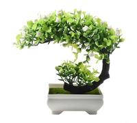 HEIBTENY Árbol bonsái artificial en maceta de 19 cm, decoración de flores sintéticas de plástico para el hogar, oficina, hotel, jardín, boda, fiesta, centro de mesa, rojo, blanco, naranja (blanco)