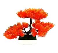 HEIBTENY Árbol bonsái de pino artificial de 26 cm, planta falsa con agujas realistas verdes, amarillas, rojas, naranjas, de plástico de bajo mantenimiento, decoración de hoja perenne sintética para