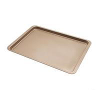 HEIBTENY Bandeja antiadherente, molde rectangular de carbono para hornear pan de 14 pulgadas para horno de panadería, pan de galletas, para una fácil liberación, negro u dorado, 37 x 25,5 cm (dorado)