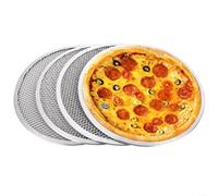 HEIBTENY Bandeja de aluminio para hornear pizza de alta resistencia, malla de diamante para incluso crujientes, pantalla redonda de horno de 12 pulgadas, utensilios para hornear antiadherentes de