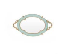 HEIBTENY Bandeja de espejo ovalada vintage europea retro en relieve, bandeja decorativa para servir joyas, cosméticos, maquillaje, tocador, organizador de almacenamiento, base de terciopelo