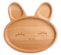 HEIBTENY Bandeja de madera, diseño de conejo, plato cuadrado moderno para servir comidas, café, té, vajilla beige dibujada a mano de estilo nórdico, 20 x 20 x 2 cm (A)