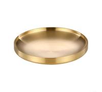 HEIBTENY Bandeja redonda de doble capa de acero inoxidable dorado, elegante plato de servir con acabado cepillado para fiestas, base antideslizante apta para lavavajillas, 17/19/21/23 cm (19 cm)