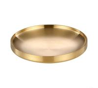 HEIBTENY Bandeja redonda de doble capa de acero inoxidable dorado, elegante plato de servir con acabado cepillado para fiestas, base antideslizante apta para lavavajillas, 17/19/21/23 cm (21 cm)