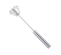 HEIBTENY Batidor de mano de acero inoxidable, batidor de huevos giratorio manual tipo empuje para mezclar masa, crema, salsas, herramienta de cocina apta para lavavajillas, plata, 27 x 5 x 5 cm (A)