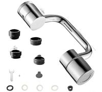 HEIBTENY Brazo extensor de grifo de cobre giratorio de 360 grados, con pulverización de modo dual y flujo de burbujas, aireador giratorio plegable, para fregadero de cocina, interfaz de rosca estándar