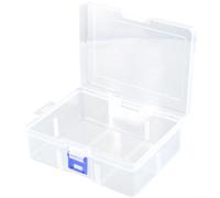 HEIBTENY Caja de almacenamiento grande de plástico transparente con cerradura, 16,5 x 12 x 5,8 cm, organizador transparente para cosméticos, joyas, cuentas, pastillas y accesorios pequeños, viajes en