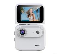 HEIBTENY Cámara de acción 4K con soporte para el pecho, estabilización de imagen HD y pantalla abatible para ciclismo, cámara deportiva compacta panorámica de 360° en color negro (blanco)
