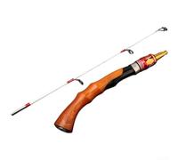 HEIBTENY Caña de pescar en hielo de 50/60/70 cm, 2 secciones, bastón sólido de camarón, fibra de vidrio sensible flexible para invierno con asiento de carrete en espiral, diseño portátil enchufable