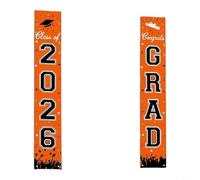 HEIBTENY Cartel de graduación de clase 2026 de 33 x 180 cm, decoración de fiesta de poliéster con cuerdas preencordadas para ceremonia escolar, suministros de fondo festivo azul (E)