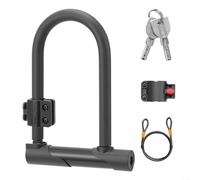HEIBTENY Cerradura en U anti hidráulica de acero endurecido de 15 mm con cable de 1,2 m, para bicicletas y motocicletas, grillete grande de 10 x 20 x 14 cm, bloqueo de seguridad negro recubierto de