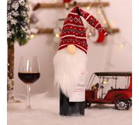 HEIBTENY Cubierta para botella de vino de Navidad, suéter hecho a mano con sombrero de Papá Noel para vino tinto y botellas de champán, decoración de mesa de franela de fieltro reutilizable para