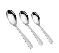 HEIBTENY Cuchara de sopa de acero inoxidable con fondo plano, grado 410 resistente a la corrosión con mango alargado para una cena segura, agitar y servir, adecuada para niños y adultos (cuchara de