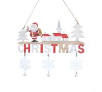HEIBTENY Decoración navideña de madera, letrero festivo de muñeco de nieve con cascabeles y copos de nieve para puerta, pared, árbol, decoración del hogar, 20 x 19 cm (Santa Claus)